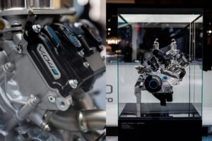 Le nouveau moteur V4 d'un litre, 212 ch, 14 500 tr/min, que la Chine veut imposer à Ducati, Honda et BMW