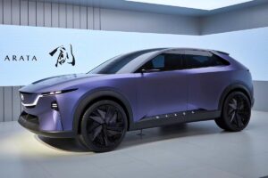 Mazda CX-5 2026 présenté sous forme de rendu ou prototype, mettant en valeur son design moderne et ses proportions équilibrées