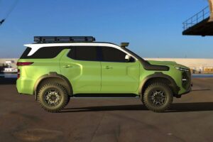 Hyundai Terracan 2025 en situation tout-terrain extrême, démontrant sa robustesse face au défi du Toyota Land Cruiser