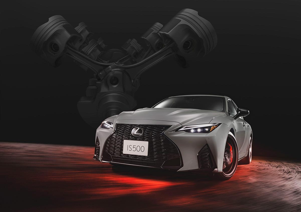Face avant Lexus IS 500 Climax Edition calandre imposante phares LED signature sportive