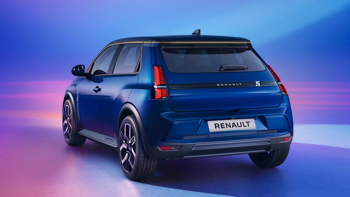 Arrière de la Renault 5 Five 2025 avec feux verticaux et hayon sans fioritures