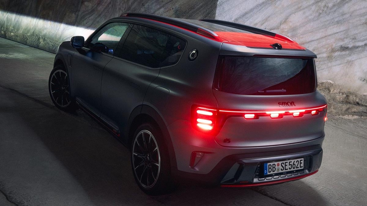 Vue arrière Smart #5 Brabus SUV électrique coffre 630 litres feux LED