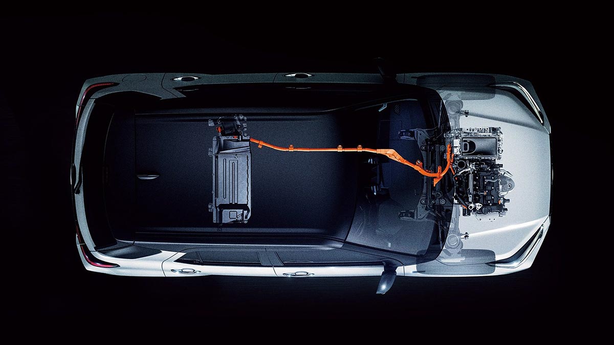 Système hybride du Subaru REX avec moteur essence générateur et moteur électrique principal de 105 chevaux