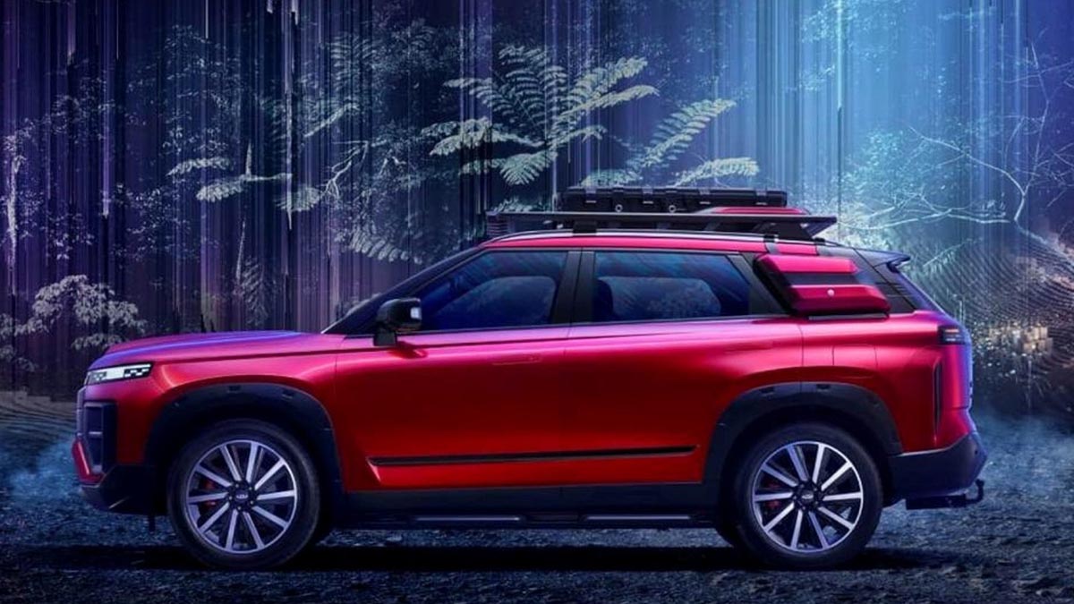  Profil du SUV JAECOO 7 édition spéciale 4×4 avec protections latérales et jantes tout-terrain