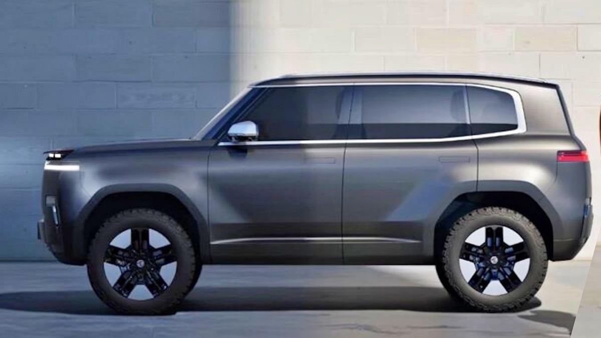 SUV électrique MG Cyber X 2026 imaginé de profil avec lignes cubiques et garde au sol surélevée