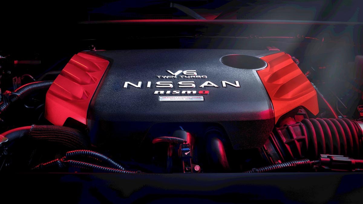 Bloc V6 biturbo 3.5 du Nissan Patrol NISMO 2026 sous le capot