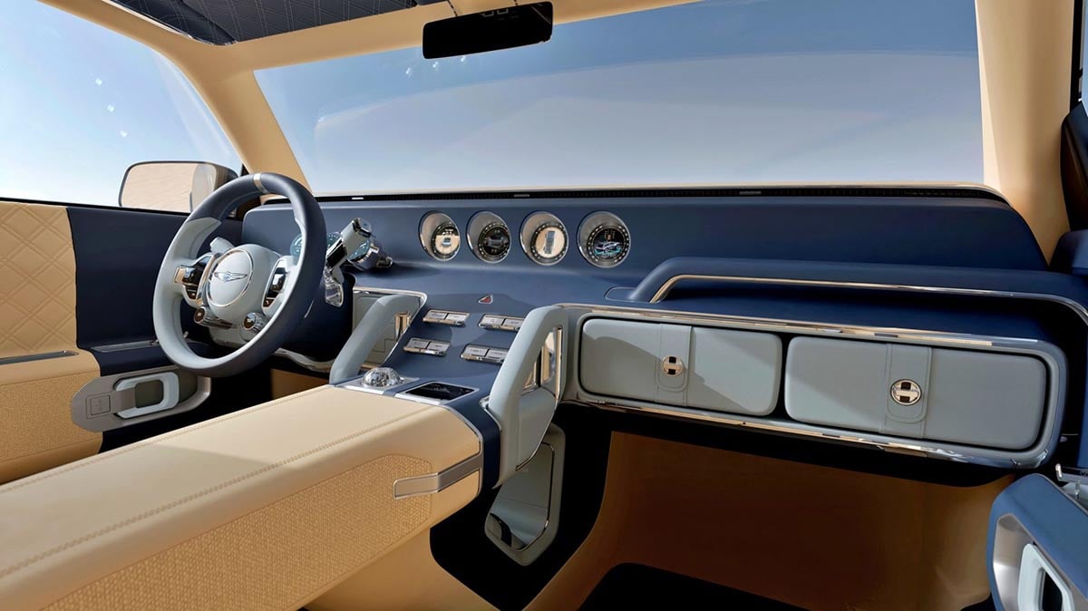  Habitacle futuriste du Genesis Neolun avec ambiance lounge et surfaces épurées