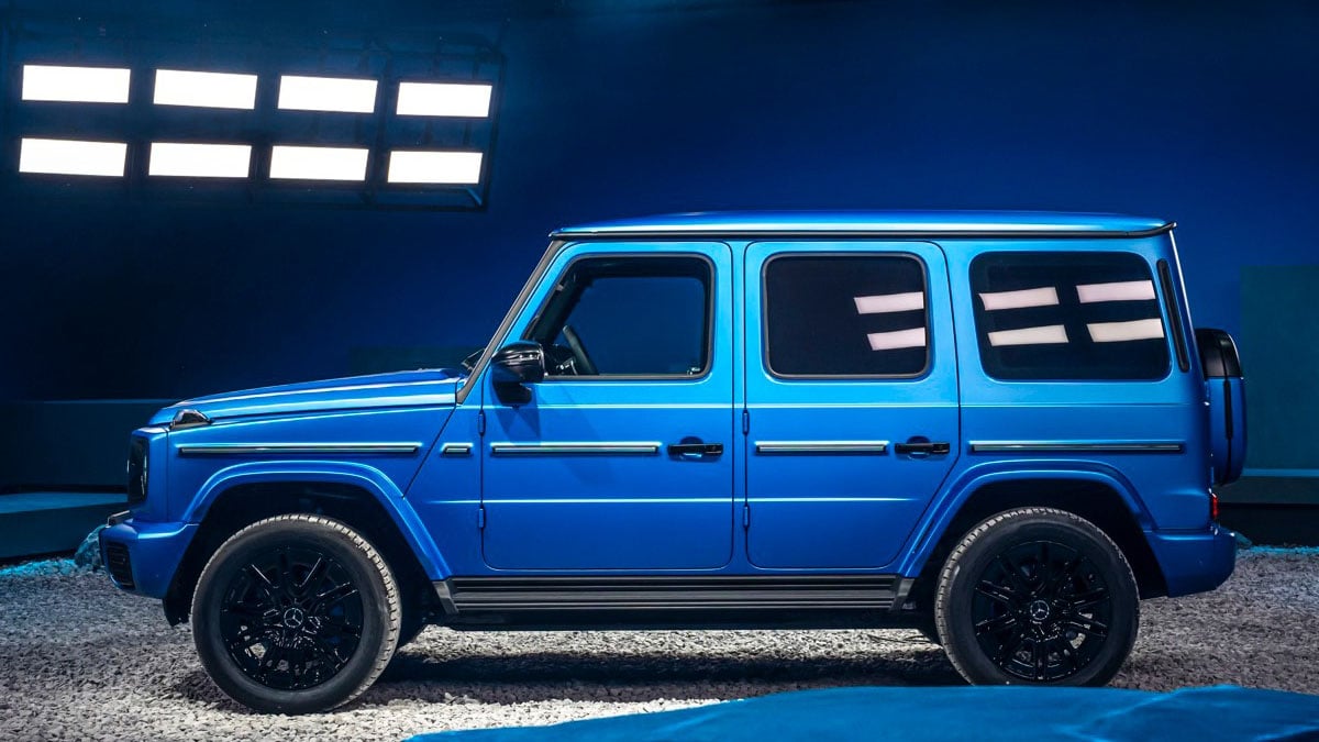 Vue latérale du Mercedes Classe G 580 électrique EQ 2025