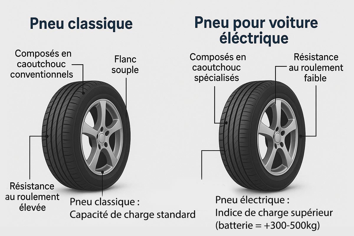 Comparaison entre un pneu classique et un pneu pour véhicule électrique, différences de structure et de performance