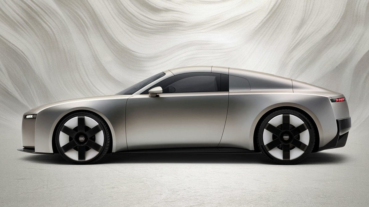 Audi Concept C 2026 vue de profil, coupé compact électrique inspiré du premier Audi TT