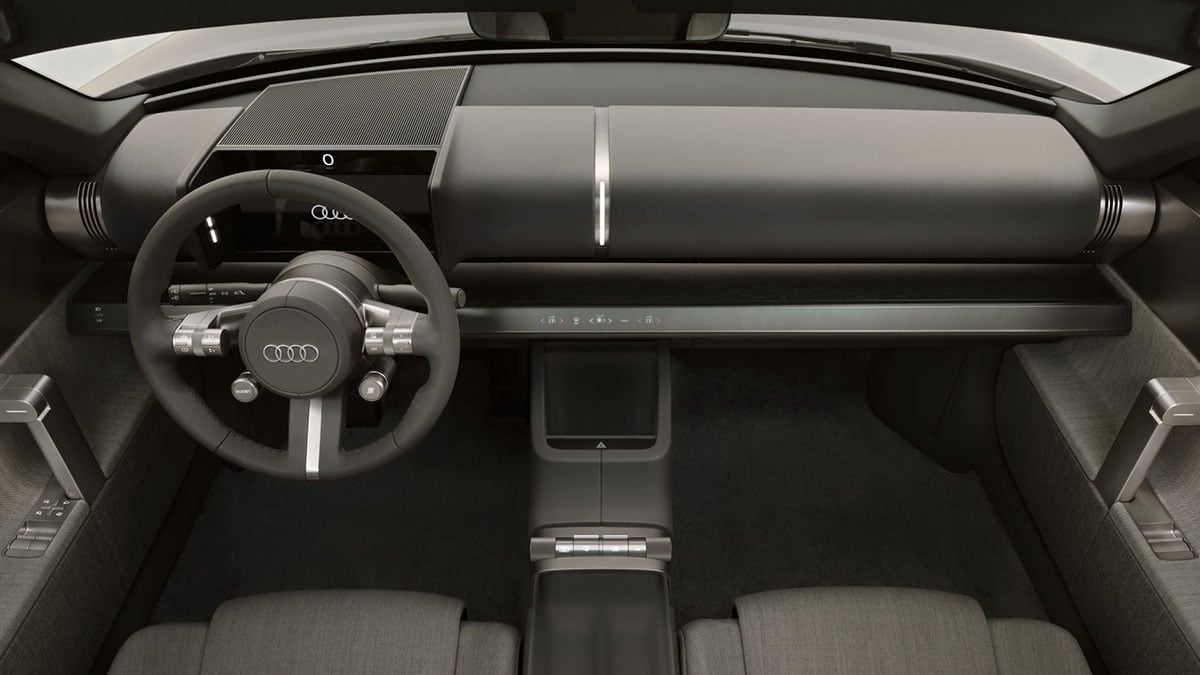Intérieur Audi Concept C 2026 avec tableau de bord minimaliste et instrumentation numérique