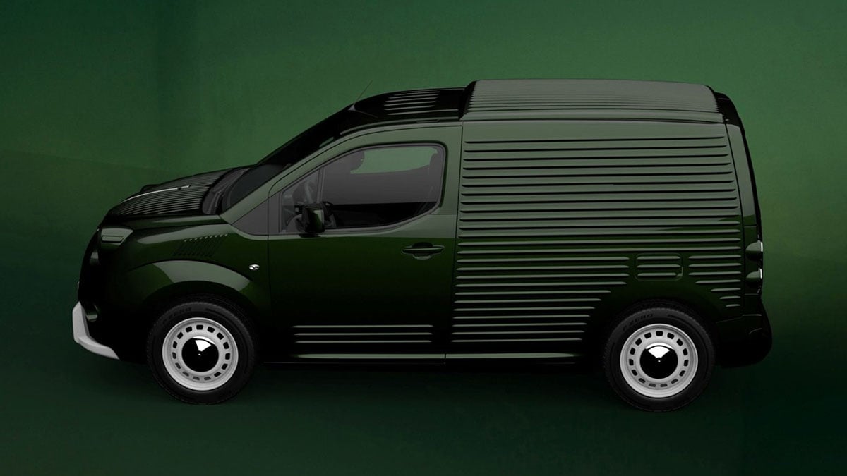 Vue latérale de la Caselani Fourgonette 2025 sur base Citroën Berlingo, hommage rétro au 2CV Fourgonette