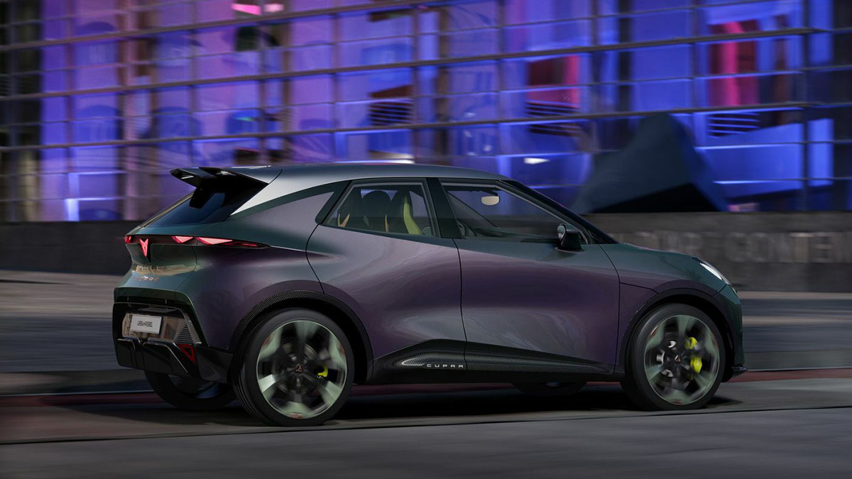 Profil de la CUPRA Raval 2026, citadine électrique sportive de 4,04 mètres
