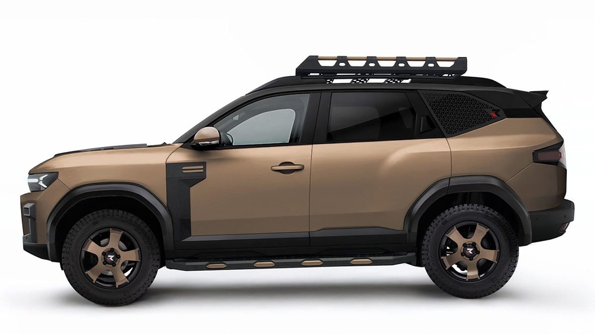Dacia Bigster Redust 2025 de profil avec kit off-road Carpoint et pneus tout-terrain