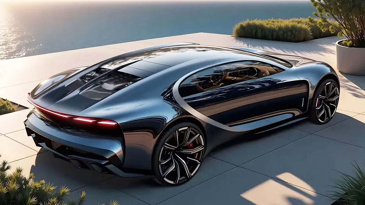 Vue arrière de la Dreame EV, hypercar électrique chinoise à quatre portes
