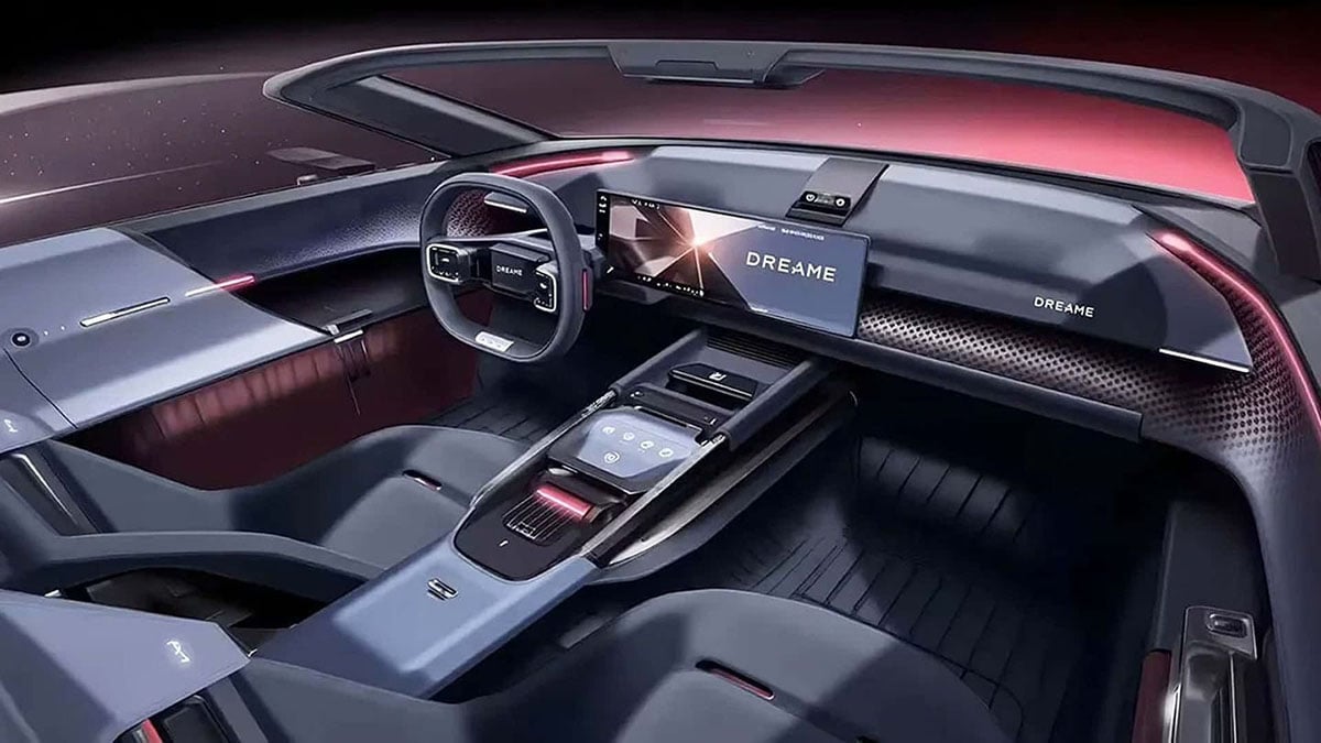 Tableau de bord futuriste du concept-car Dreame électrique inspiré de Bugatti