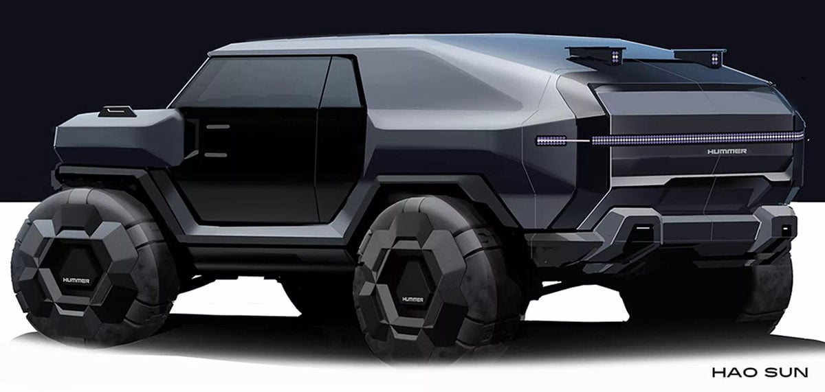 Profil du GMC Hummer HEV Peak Concept en configuration trois portes tout-terrain