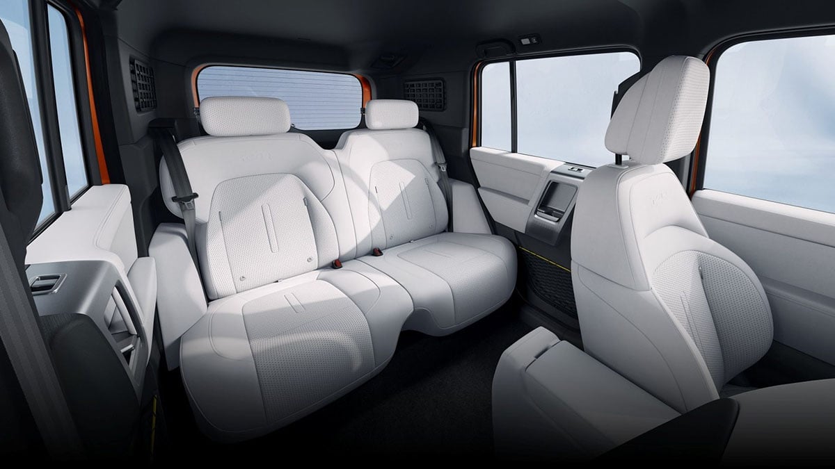 Sièges arrière du Chery iCar V23 avec sellerie bicolore sans accoudoir central