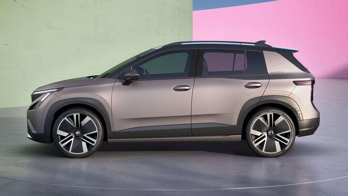 Profil latéral du Skoda Epiq SUV électrique compact de 4,1 m