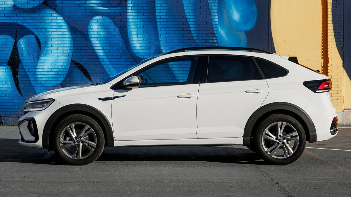 Profil du Volkswagen Taigo 2025 en version 1.0 TSI 95 ch avec design SUV coupé dynamique