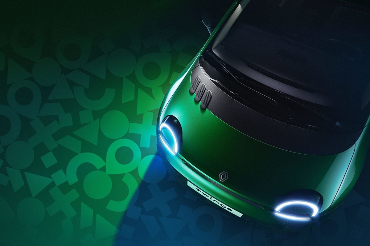 Face avant de la Renault Twingo 2026 avec phares ronds LED et capot court