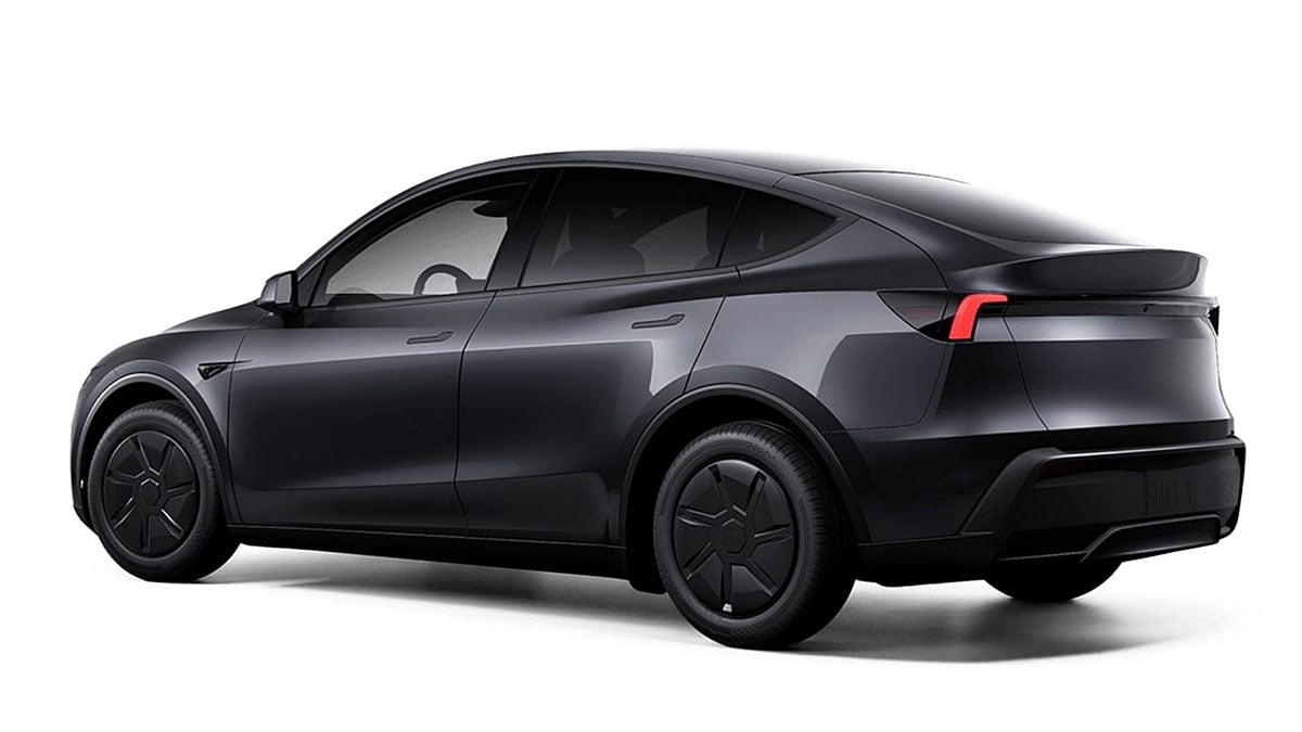  Arrière du Tesla Model Y Standard avec hayon incliné et feux horizontaux